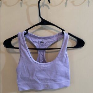 ALO Yoga Lavender Ribbed Racerback Sports Bra